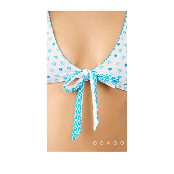 Roller Rabbit Blue Catalina Pop Hearts Adella Reversible Bikini Top - Picture 6 of 9